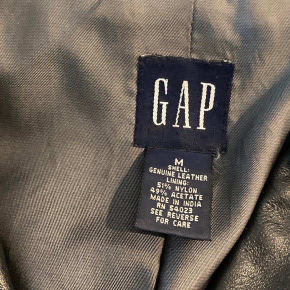 Vintage Gap Black Leather Four Button Blazer 90s Size Medium - Picture 4 of 10